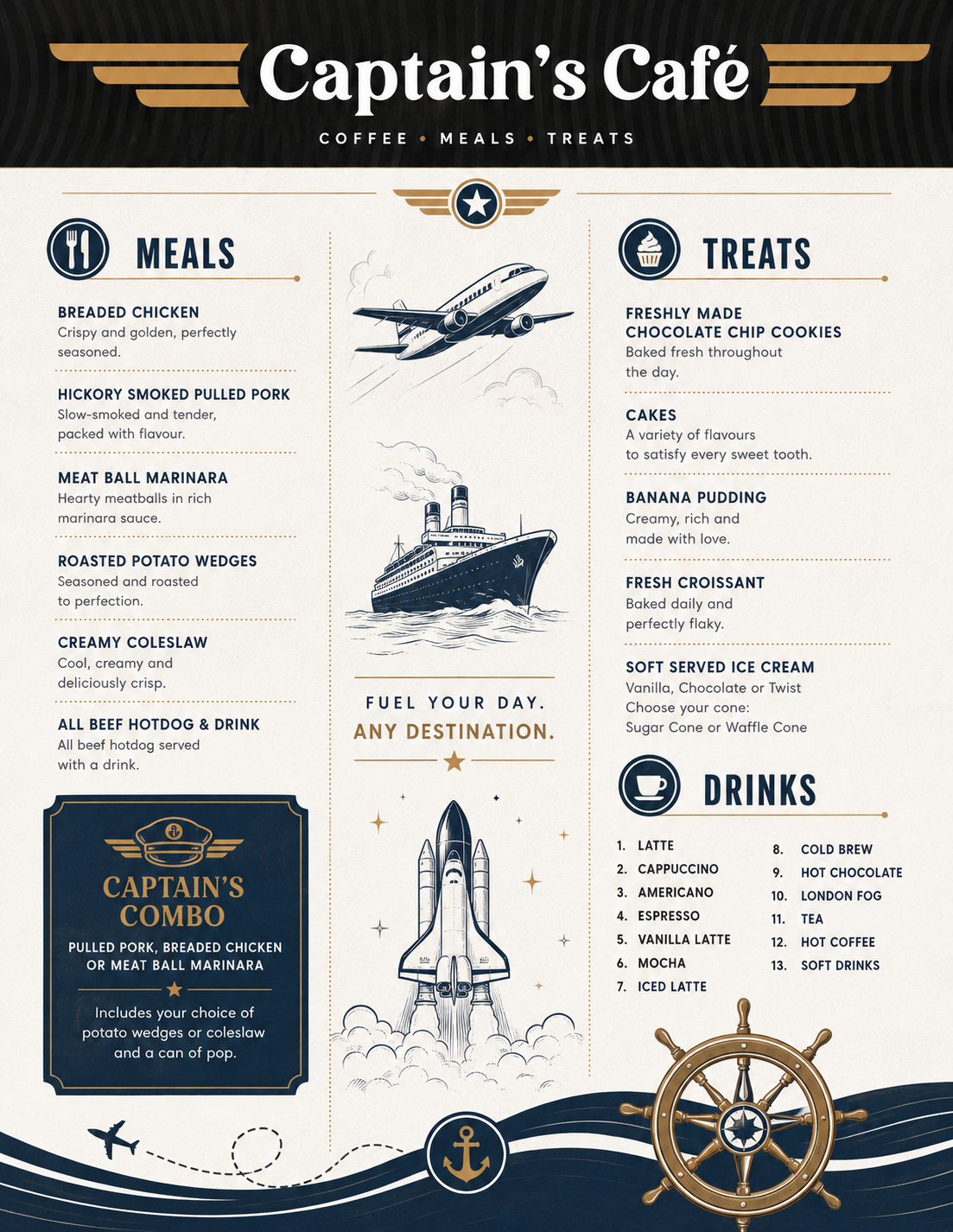Captain's Café menu